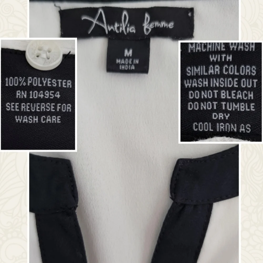 Antila Femme Women's White/Black Blouse, Size M - Picture 9 of 12